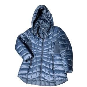 Bernardo Classic Hooded Puffer Jacket – Metallic Steel Blue – XL
